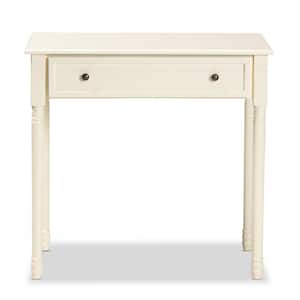 Mahler 31.5 in. White and Black Rectangle Wood Top Console Table
