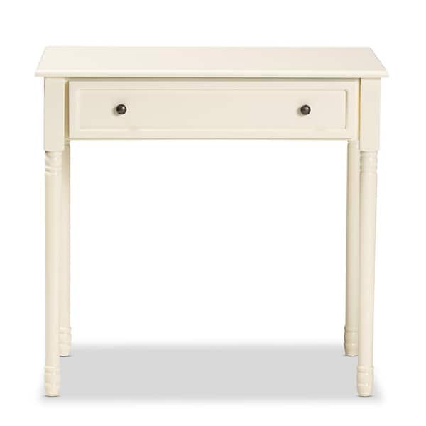 Baxton Studio Mahler 31.5 in. White and Black Rectangle Wood Top Console Table