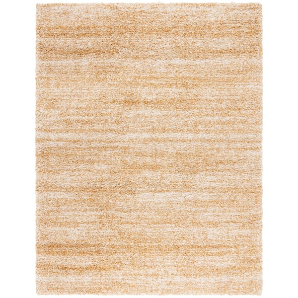 Hudson Shag 8 ft. x 10 ft. Ivory/Gold Solid Marle Area Rug
