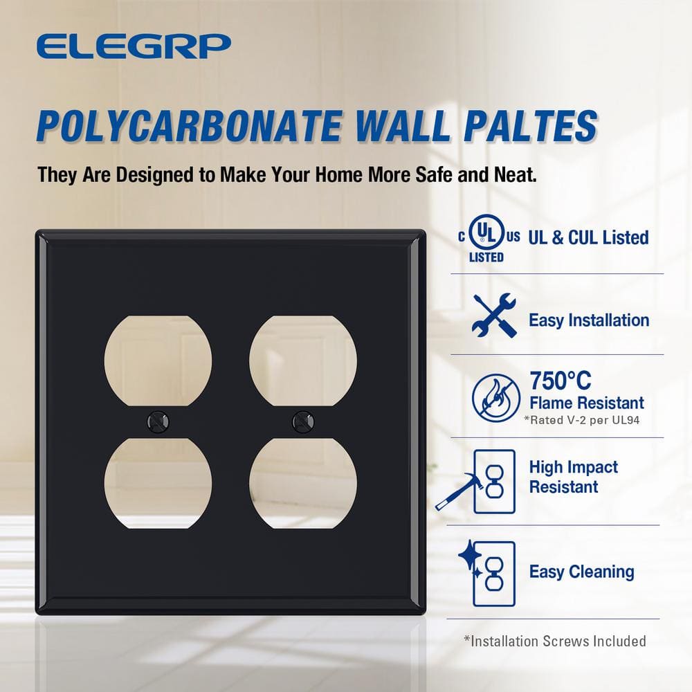 White Rectangular 2-Gang Duplex Outlet Wall Plate Set