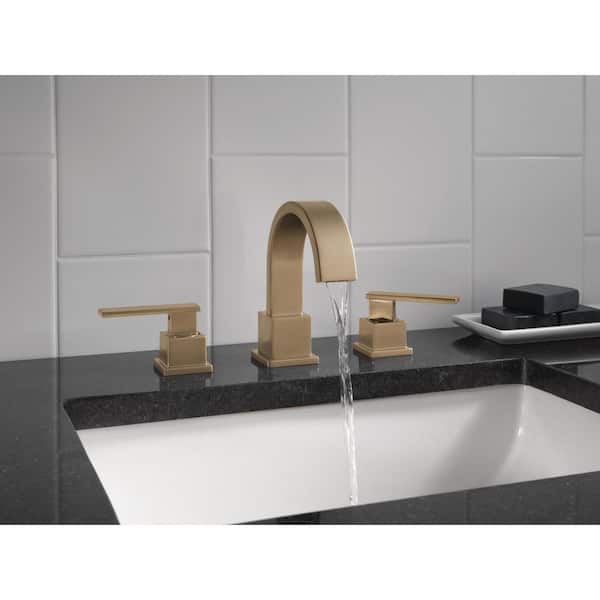 Vero Gold 8 in. Widespread 2-Handle Bathroom Faucet with Metal Drain Assembly in Champagne Bronze