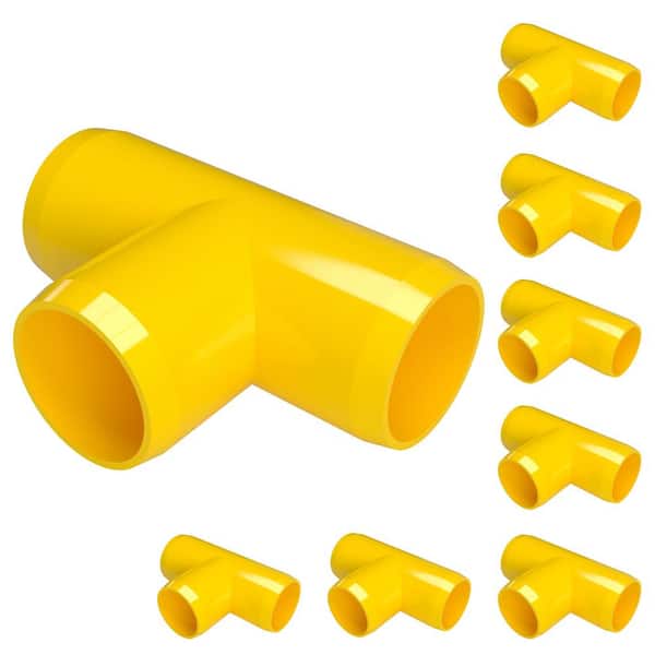 Formufit 3/4 in. Furniture Grade PVC Tee in Yellow (8-Pack)