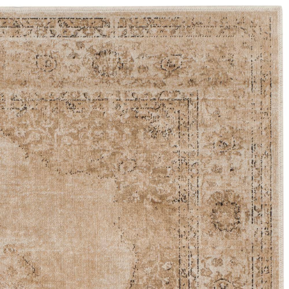 Cream Rectangular Hand-knotted Viscose Area Rug, 3'3" x 5'7"