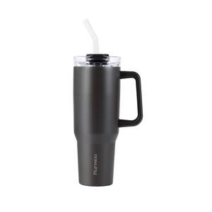 40 oz. Insulated Black Leak Proof Double Walled Stainless Steel Tumbler Handle and Straw Outdoor and Indoor