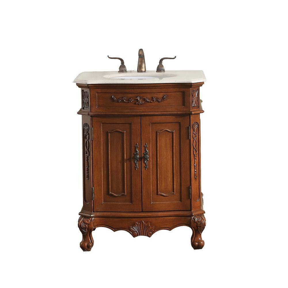 Timeless Home Danny 27 in. W x 21 in. D Single Bathroom Vanity in Teak