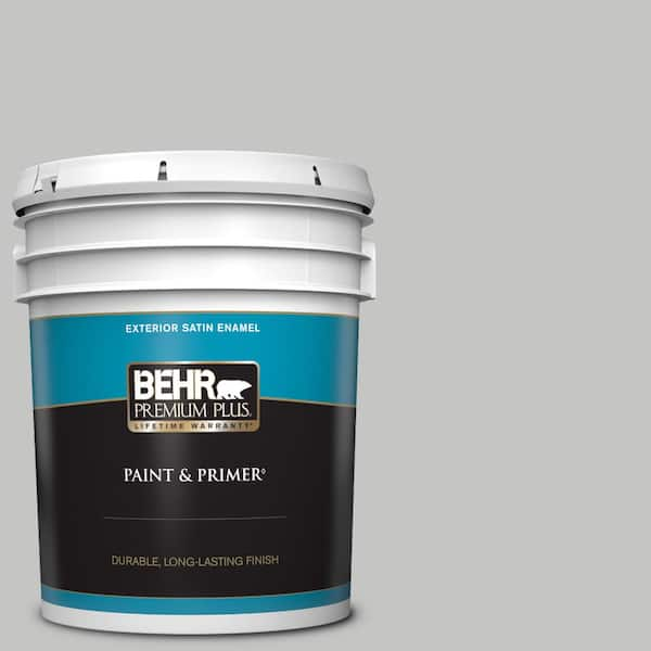 BEHR PREMIUM PLUS 5 gal. #N520-2 Silver Bullet Satin Enamel Exterior Paint & Primer