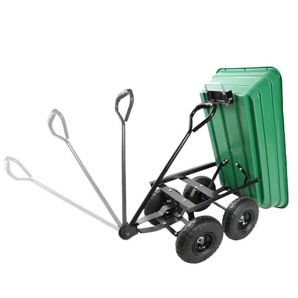 3 cu.ft.Green Steel Folding Poly Garden Dump Truck Powered Wheelbarrow 300 lb capacity body 75L truck body