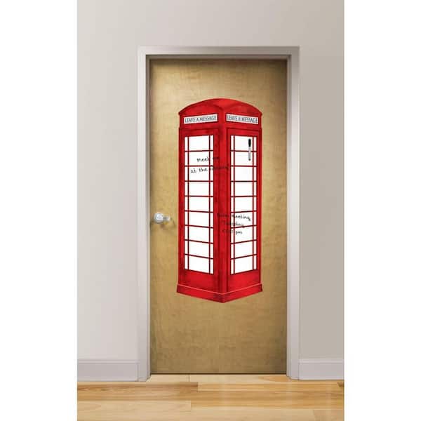 Brewster 39 in. x 26 in. Red London Phone Booth Giant Dry Erase Decal