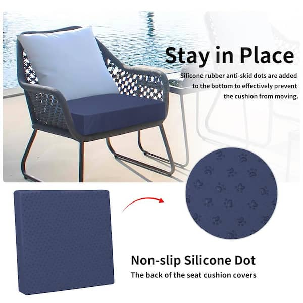 Angel SAR 24 in. x 24 in. x 4 in. Waterproof Replacement Non Slip Outdoor Seat Cushion Covers for Patio Garden Navy Blue 4 Pack