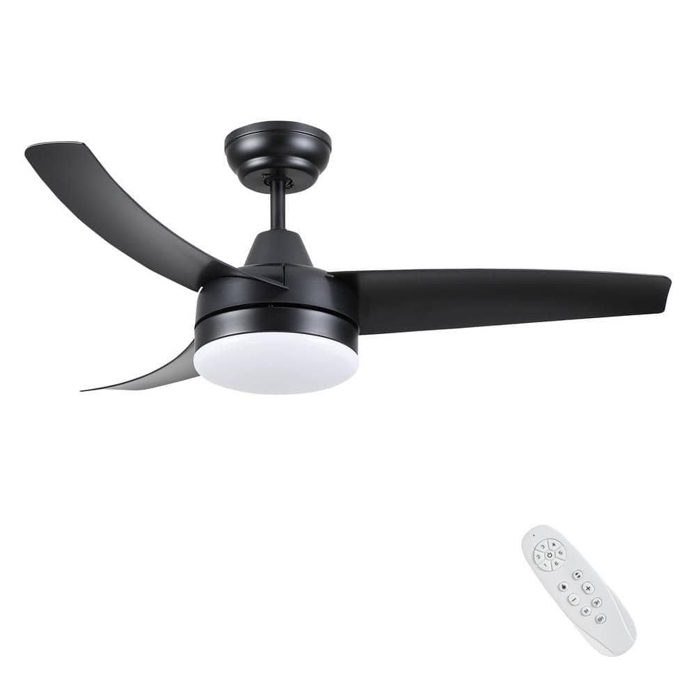 42-Inch Black ABS Blade Ceiling Fan with LED Light and Remote