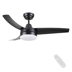 Smalisze 42 in. Integrated LED Black Indoor Standard Ceiling Fan with Light, DC Motor and Remote Control