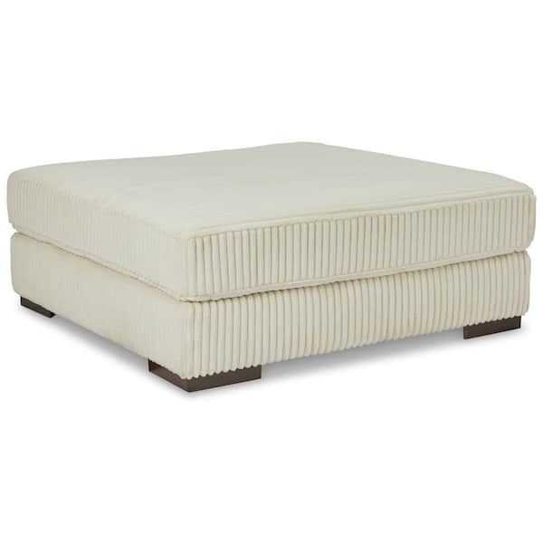 Lindy Ivory Polyester Square Accent Ottoman