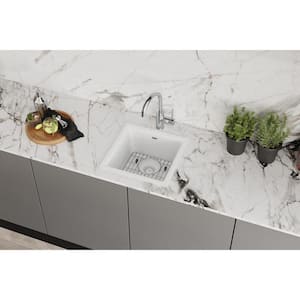 Quartz Classic  16in. Dual Mount 1 Bowl  White Granite/Quartz Composite Sink w/ Accessories