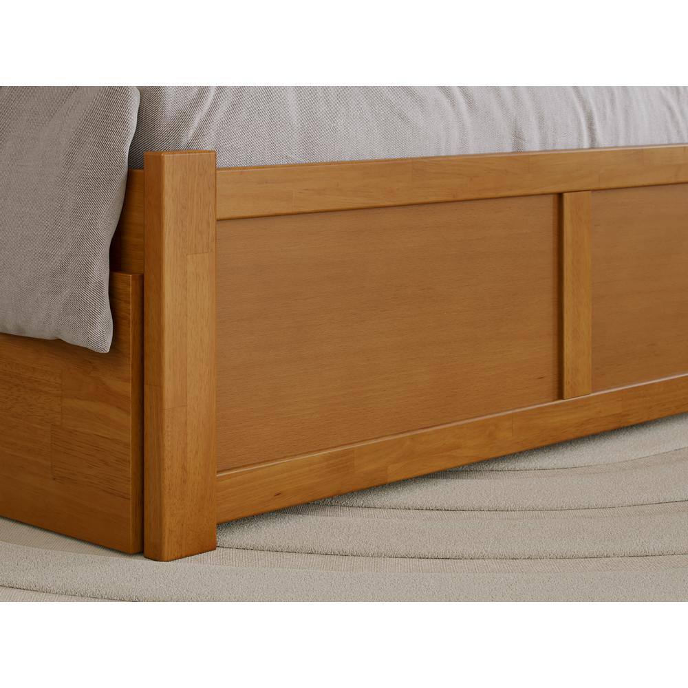 Madison Light Toffee Full Wood Platform Bed with Storage Drawers