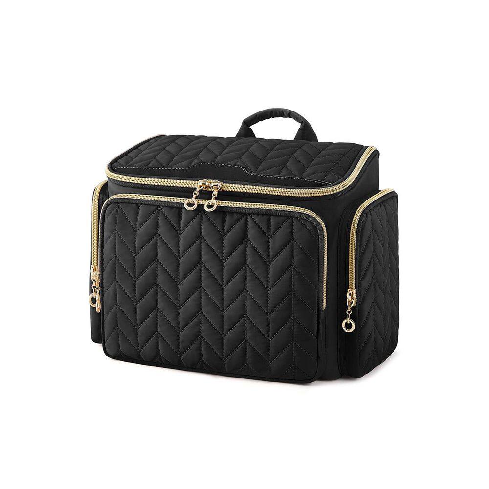 Black Large Wide-open Travel Toiletry Bag with Handle, Waterproof Pockets, Lightweight Nylon Fabric for Cosmetics price history on PriceWatchPro