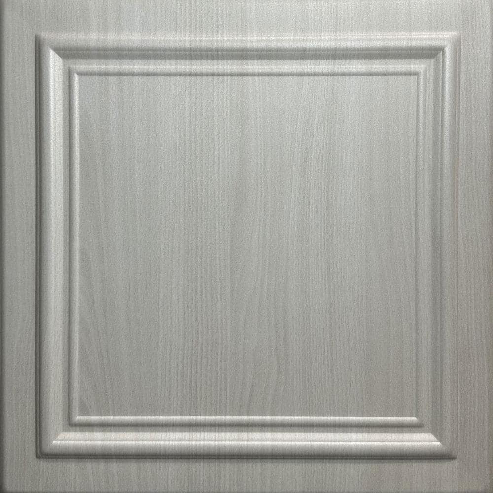 Line Art Washed Oak 1.6 ft. x 1.6 ft. Decorative Foam Glue Up Ceiling Tile 