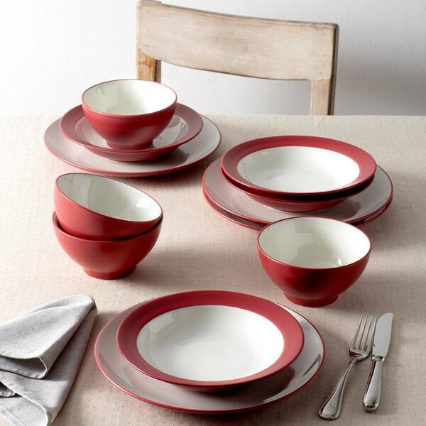 Noritake Colorwave Raspberry 12-Piece (Cherry) Stoneware Coupe
