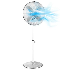 16 in. 3 Fan speeds Pedestal Fan in Silver, Adjustable Height, Wide Oscillation and Tilt Durable and Sturdy Construction
