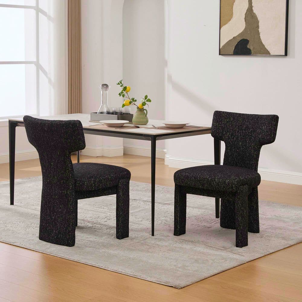 Morse Modern Black + Grey Upholstered Chenille Dining Side Chairs with Curved Back (Set of 2) price history on PriceWatchPro