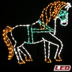 42 in. Victorian Horse Metal Framed Holiday Decor