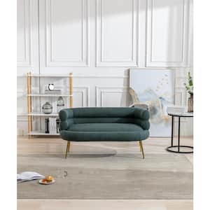 52.76 in. Round Arm Fabric 2-Seater Loveseat Straight Sofa in Green