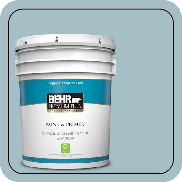 BEHR PREMIUM PLUS 5 gal. #PPU13-11 Clear Vista Satin Enamel Low Odor Interior Paint & Primer