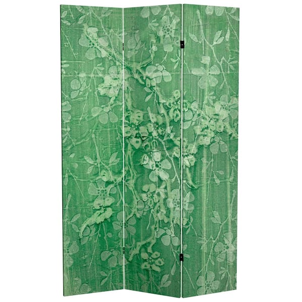 RED LANTERN 6 ft. Tall Silent Forest Canvas 3-Panel Room Divider