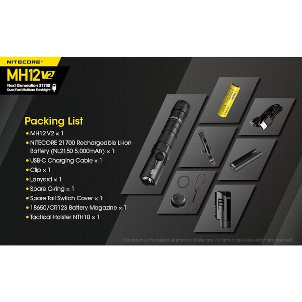 NITECORE 1200 Lumens LED Rechargeable Flashlight MH12 v2 - The