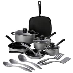 15 Piece Nonstick Aluminum Cookware Set with Lids in Silver