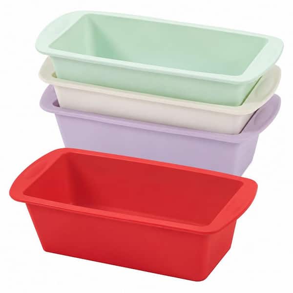 4 Pack Silicone Mini Loaf Pan Non-Stick Flexible Bakeware Food Grade Oven Safe for Bread Cake Meatloaf Baking