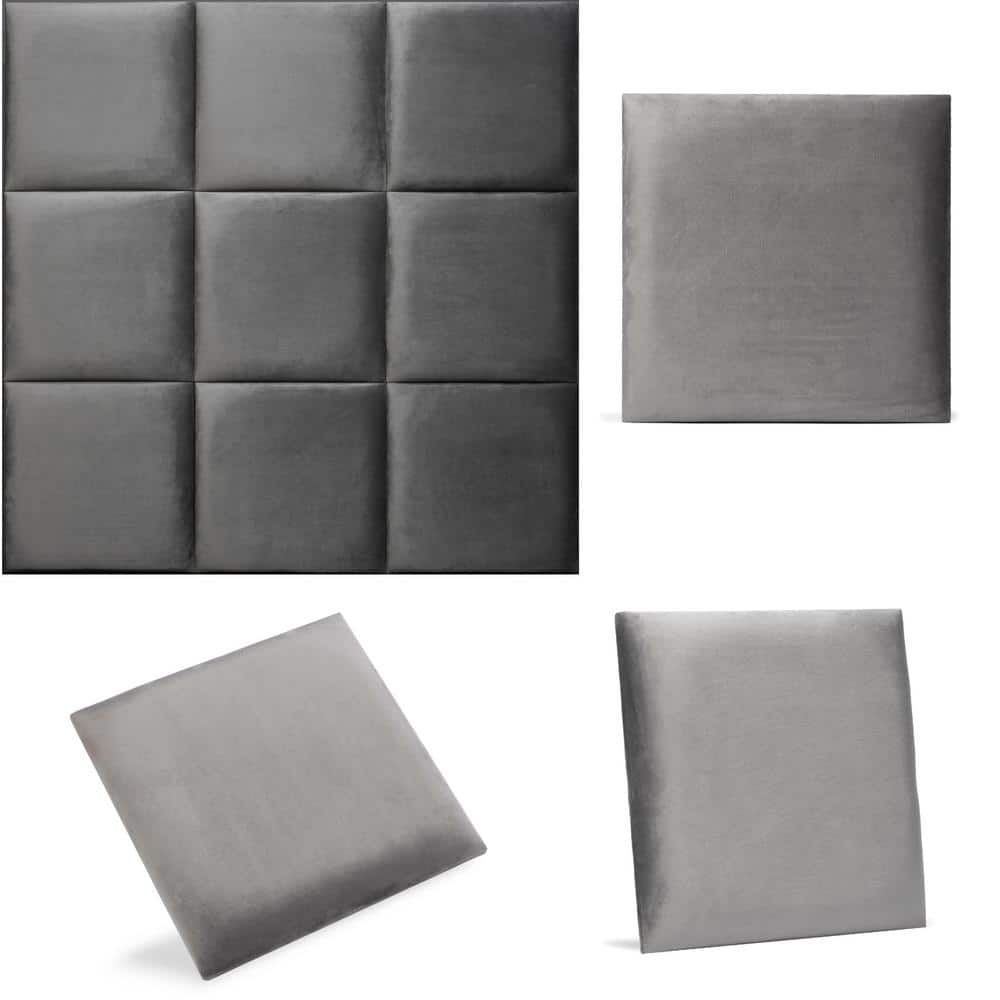 WALL!SUPPLY 1.38 in. x 12 in. x 12 in. Luxury Velvet 2-Piece Decorative  Wall Panel in Grey (2-Pack) 20550302 - The Home Depot