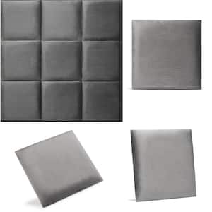 1.38 in. x 12 in. x 12 in. Luxury Velvet 2-Piece Decorative Wall Panel in Grey (2-Pack)