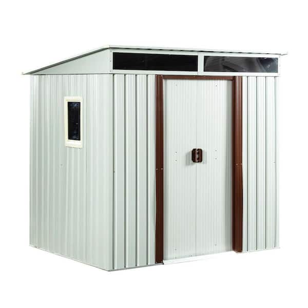 White 6 x 5ft. Outdoor Metal Storage Shed with Window Transparent Plate, Double Doors (30 sq. ft. )