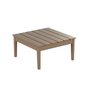 Shoreside Weathered Wood Modern 17 in. Tall Square HDPE Plastic Outdoor Patio Conversation Coffee Table