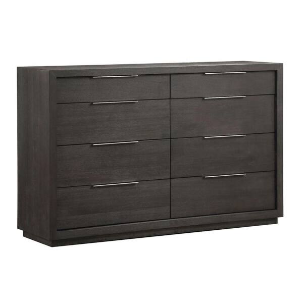 Benjara 64 in. Gray 8-Drawer Wooden Dresser Without Mirror