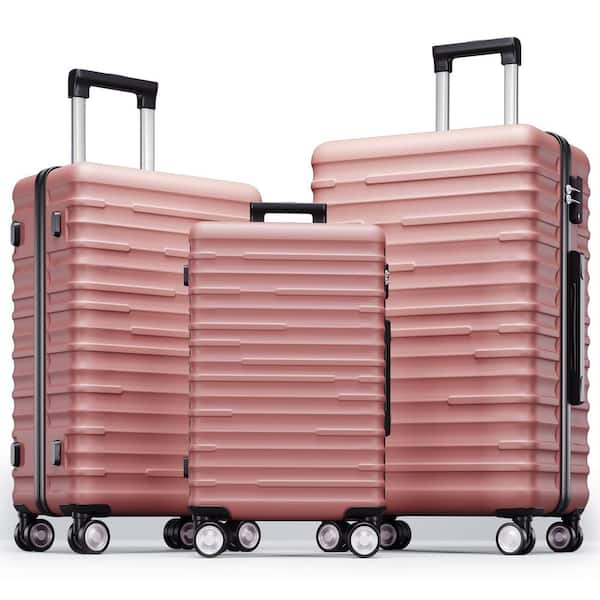 Xzkai 3-Piece Pink Silent Spinner Wheels Luggage Set