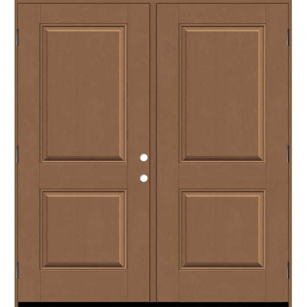 Steves & Sons Regency 72 in. x 80 in. 2P Squaretop LHOS AutumnWheat Stain Fiberglass Double Prehung Front Door with 6-9/16 Jamb