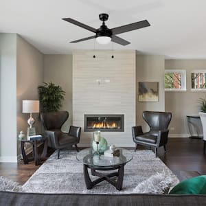 Visalia 52 in. Color Changing Integrated LED Indoor Matte Black 5-Speed DC Ceiling Fan with Light Kit and Pull Chain