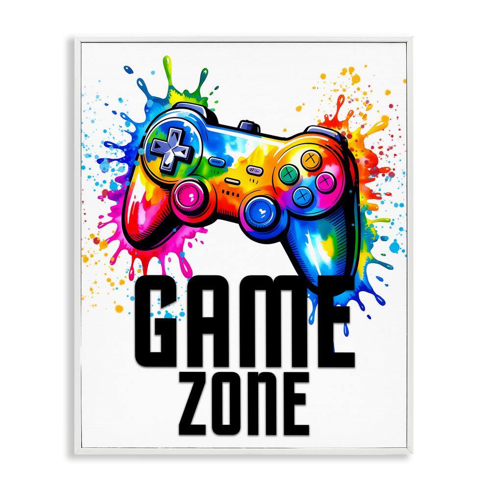 Game Zone Bright Splash  White Framed Giclee Art, design by Kim Allen