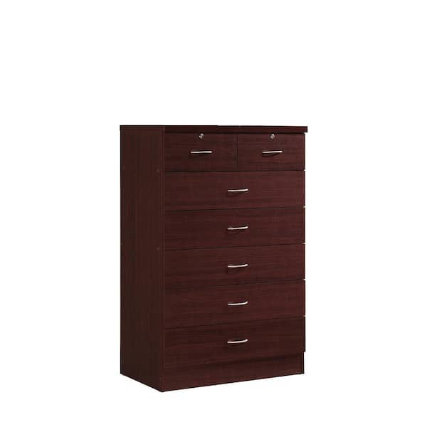 HODEDAH 7-Drawer 48 in. H x 31.5 in. W x 18 in. D Chest of Drawer in Mahogany