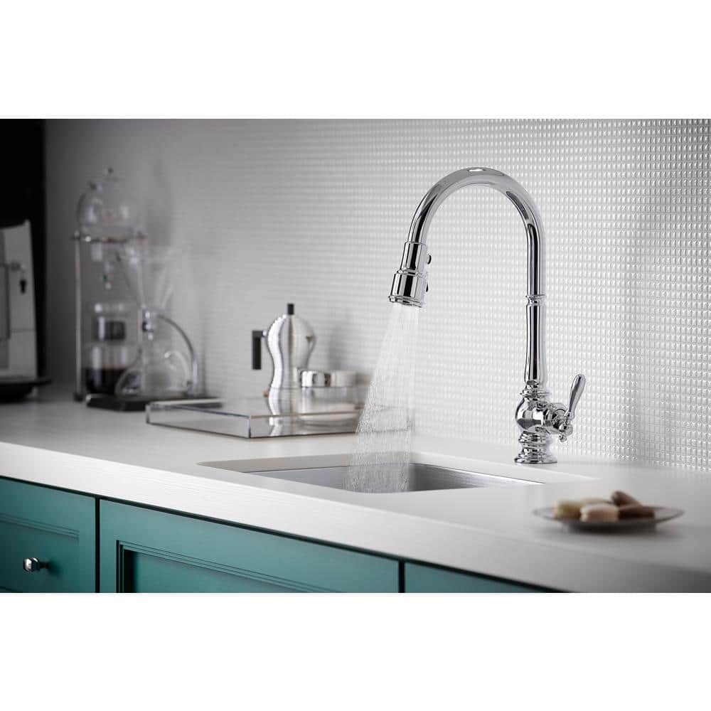 Polished Chrome Pull Down Single Handle Kitchen Faucet
