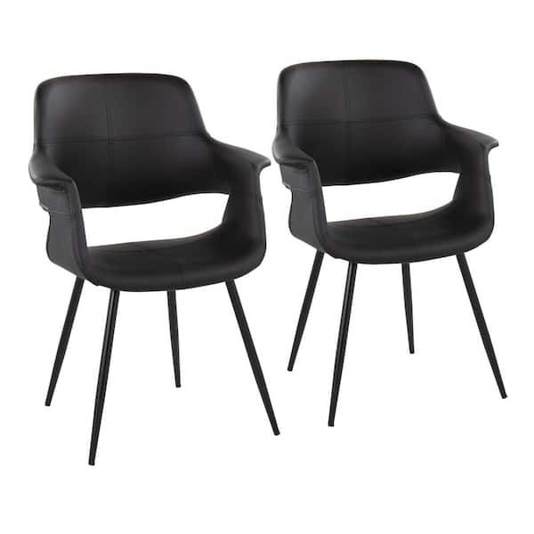 Lumisource Vintage Flair Black Faux Leather and Black Metal Arm Chair (Set of 2)