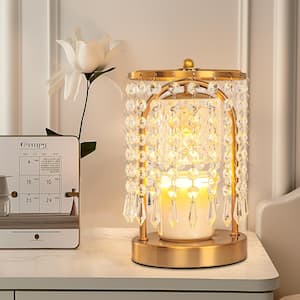 12 in. Gold Crystal Candle Warmer Lamp with Timer, Adjustable Height, Electric Heater for Large Jar Candles(with Bulbs)