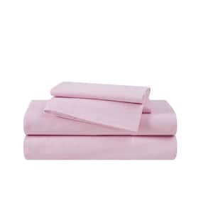 Washed Cotton Pink Queen 4-Piece Sheet Set