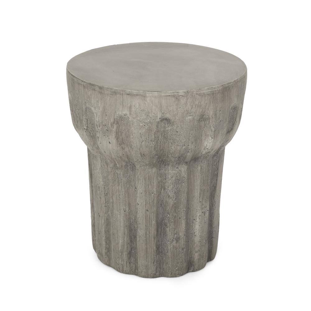 Canis Concrete Finish Outdoor Patio Side Table - thumbnail 7