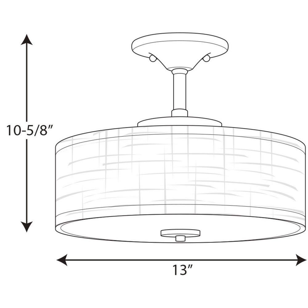 Brushed Nickel LED Semi-Flush Ceiling Light with Glass Shade