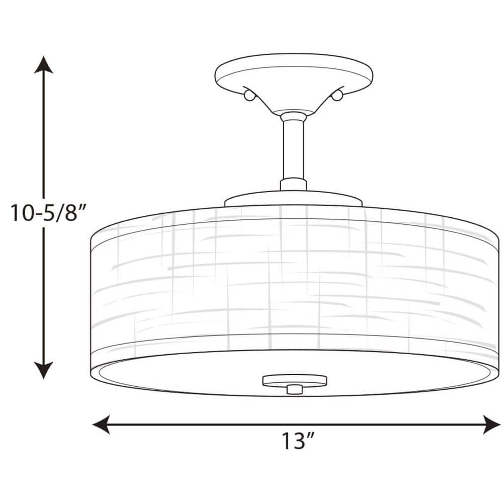 Graphite LED Semi-Flush Mount with Linen Shade