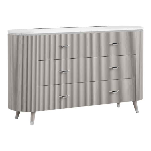 Furniture of America Quill Light Gray 6-Drawer 62.5 in. Dresser