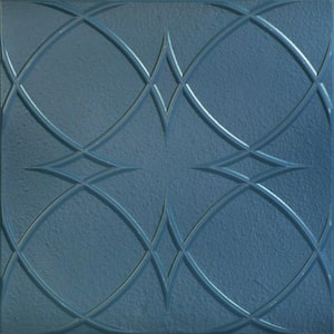 Circles and Stars Van Deusen Blue 1.6 ft. x 1.6 ft. Decorative Foam Glue Up Ceiling Tile (21.6 sq. ft./case)