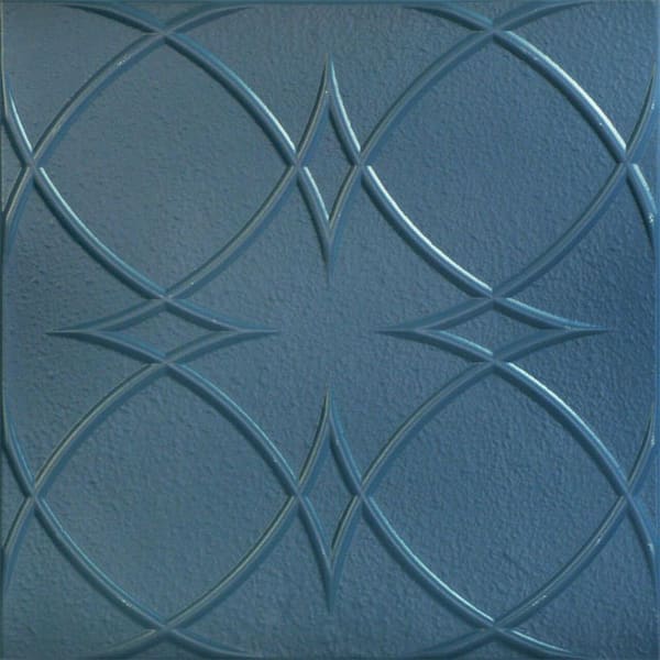 A La Maison Ceilings Circles and Stars Van Deusen Blue 1.6 ft. x 1.6 ft. Decorative Foam Glue Up Ceiling Tile (21.6 sq. ft./case)